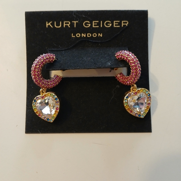 SOLD DO NOT BUY KurtGeiger NWT Rainbow Heart Hoop Earrings With Dustbag - Picture 4 of 6